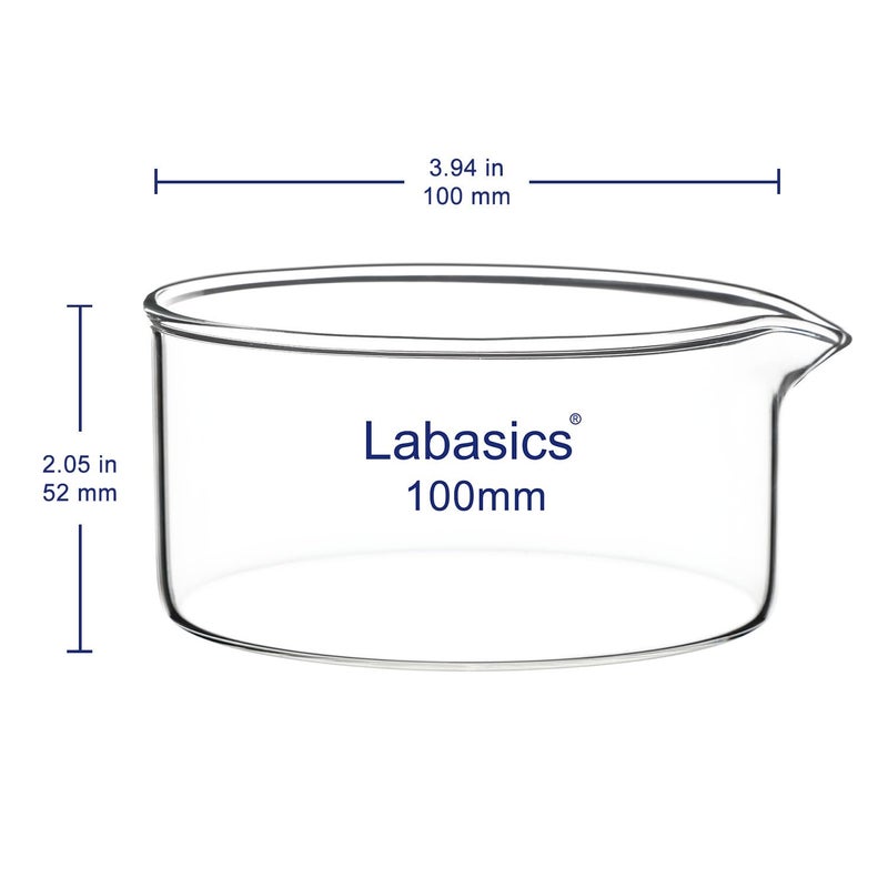 Labasics Crystallizing Dish with Spout and Heavy-Duty Rim, Thick-Walled Design High Borosilicate Glass Reusable Crystallizing Dishes for Crystallization and Evaporation, 300 ml Capacity OD 100 mm - Image 4
